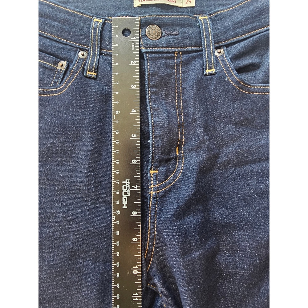 Levi's 724 High Rise Straight Jeans Women 29 Dark Wash Stretch Denim Slim Fit - Picture 9 of 9